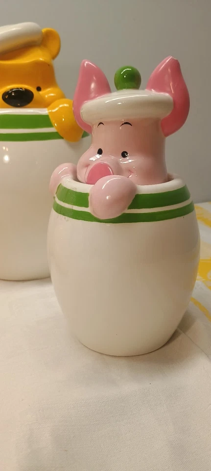 Winnie the Pooh Cookie Jars Vintage Canisters Green Set (5 Pieces - Image 3 of 4
