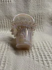 Fenton Opalescent Glass Basket With Ruffled Edge