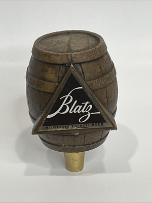 #ad Vtg Blatz Barrel Beer Bar Tavern Tap Handle Original Wood 1950#x27;s $24.00