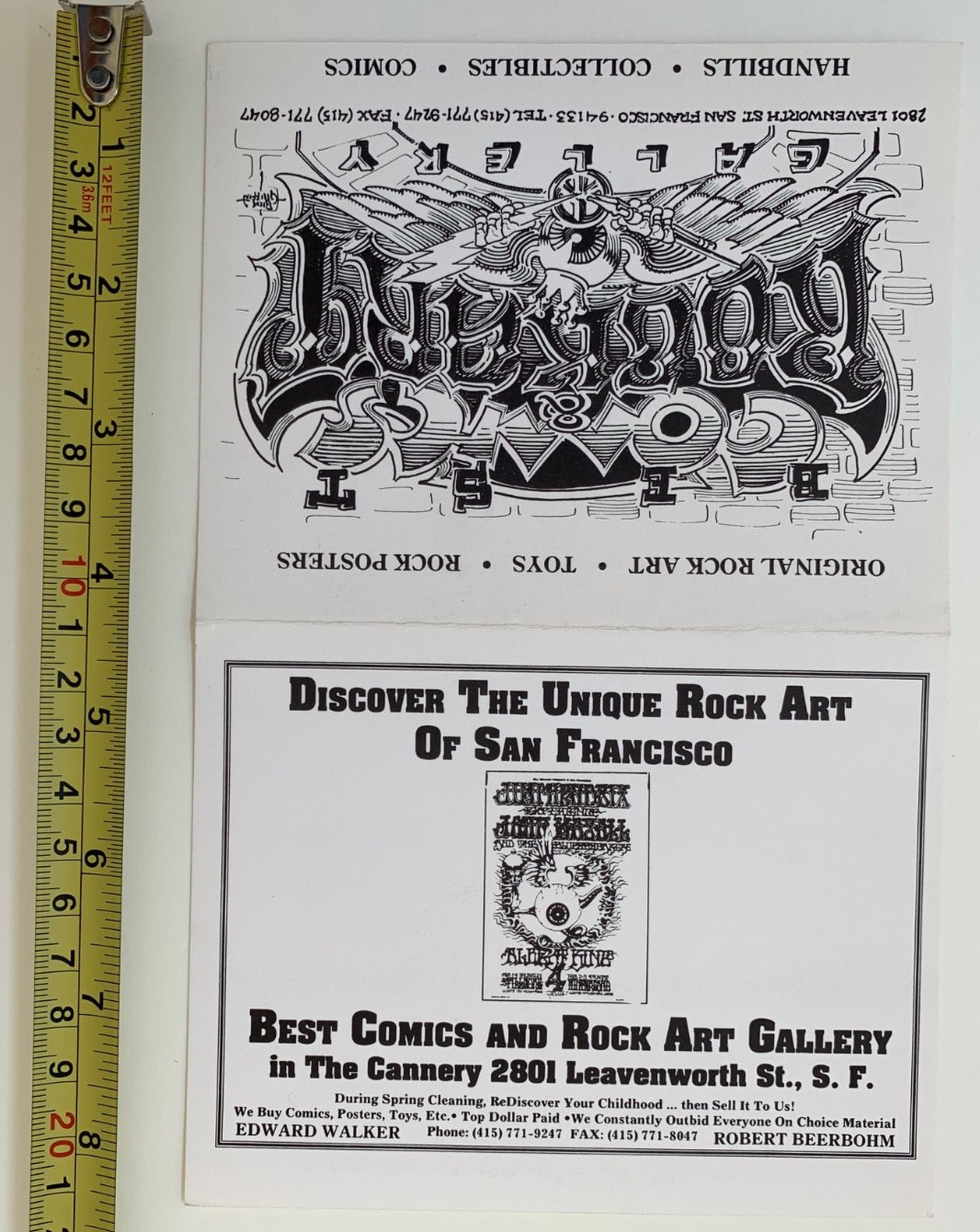 ORIGINAL RICK GRIFFIN – BEST COMICS AND ROCK ART TENT CARD / HANDBILL 1990's