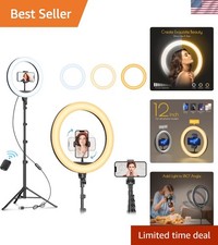 12" Selfie Ring Light with 63" Tripod Stand, Dimmable LED Ring Light with Pho...