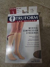 Truform 8845 Medical Compression Stockings 30-40 mmHg Large Beige Below Knee...