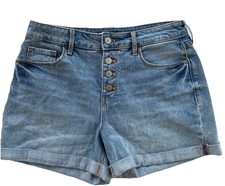 Old Navy High Rise Denim Shorts Size 6 Secret Slim Button Fly Light Wash