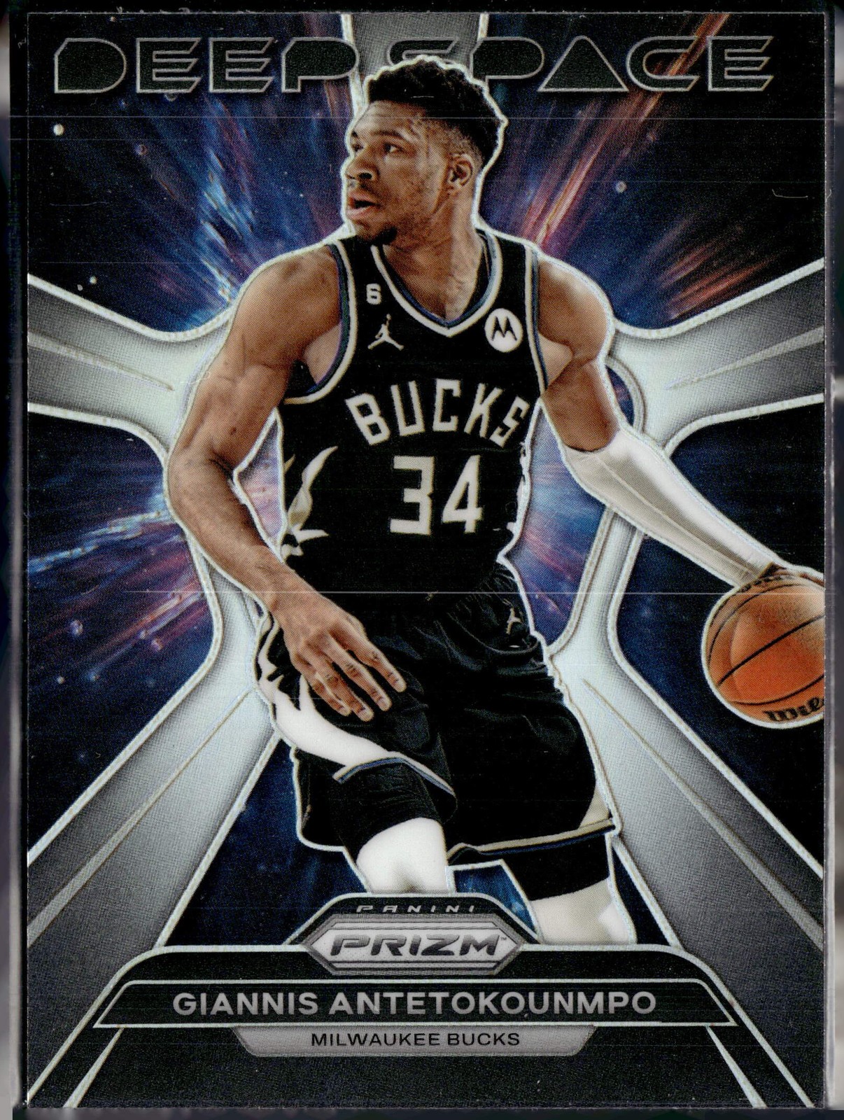 2023-24 Panini Prizm #9 Giannis Antetokounmpo Deep Space Prizms Silver