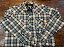 Wrangler Rock 47 Pearl Snap Plaid With Contrast Stitching Western Shirt Men's XL
