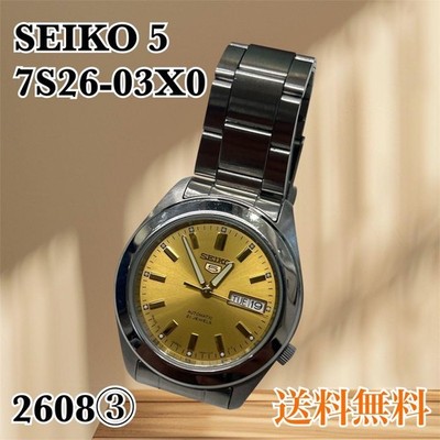 Seiko 5 Automatic Watch 7S26-03X0 Gold Dial Day Date 21J Movement From Japan