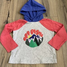 Mini Boden Size 3-4 Years Toddler Long Sleeve Hooded Tshirt Mountain Print EUC