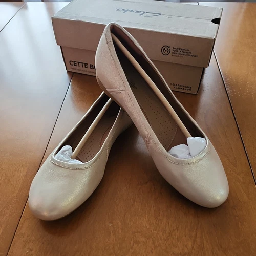 Balletto donna Clarks Canebay piatto pelle champagne taglia 10.
