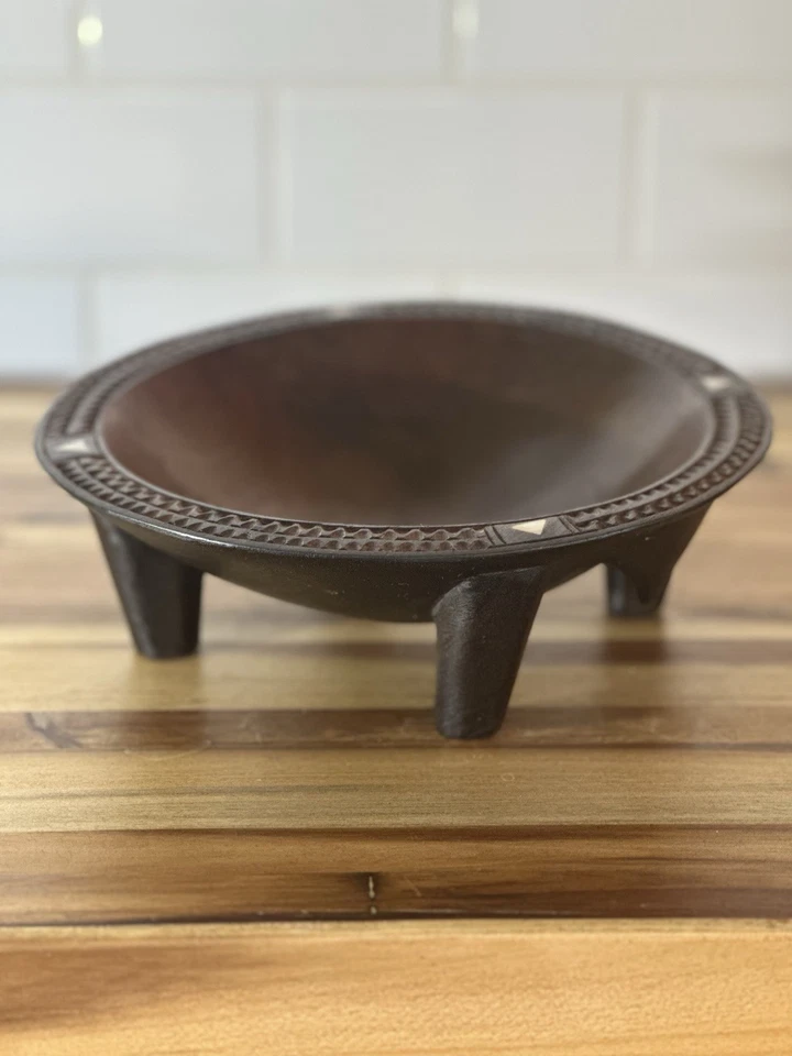 卡瓦碗手工雕刻珍珠镶嵌。 — 第 4/4 张图片