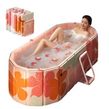 Portable Bathtub for Adult 47" Large Foldable No Installation Bath Tub for Sh...