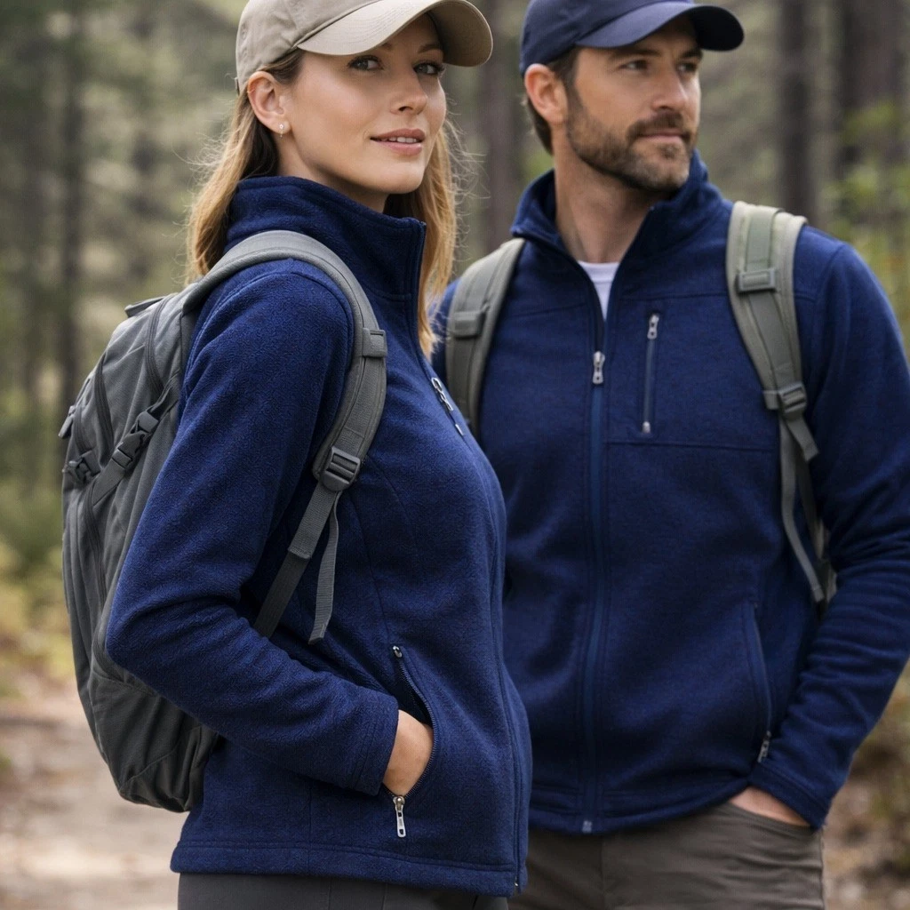 Old Ranch Unisex Small Heather Navy Blue Full Zip Fleece Jacket Mock Gorpcore