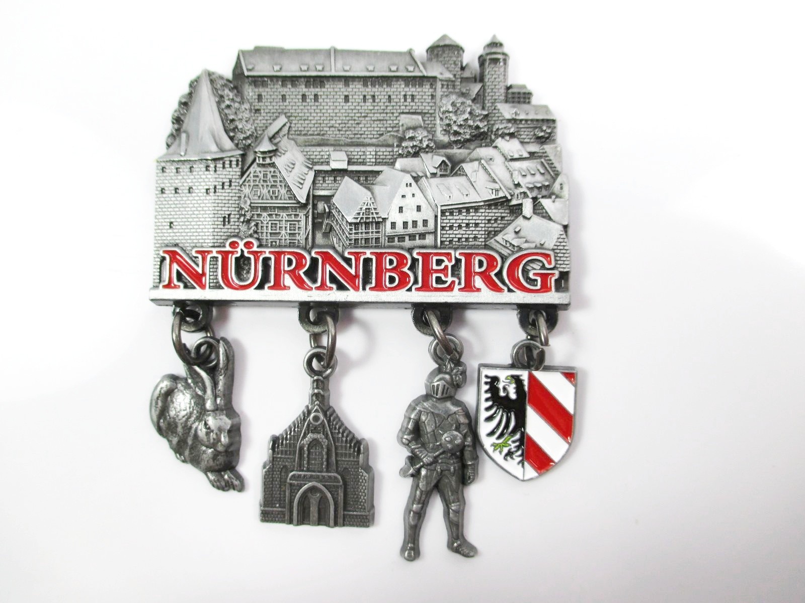 Nuremberg Magnet Charms Metal 4 Pendants Souvenir Germany Dürer Frauenkirche
