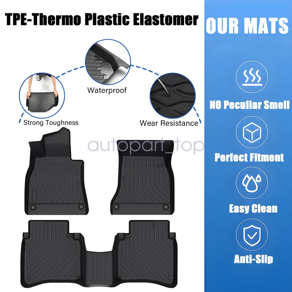 3Pcs Front & Rear Floor Mats Liner For 2014-2020 Mercedes-Benz S Class W222 TPE - Image 2 of 4