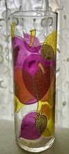 (4) MCM Federal Glass Fruit Highball Tom Collins Glasses Apples Lemons Pears