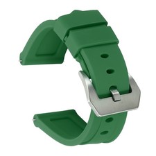 Silicone Watch Bands 22mm Soft Watch Band with Silver Buckle, Drak Green