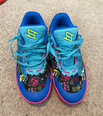 PUMA Unisex Kids Low Top Lace-Up Athletic Sneakers US 9.5 Blue Pink Graphic