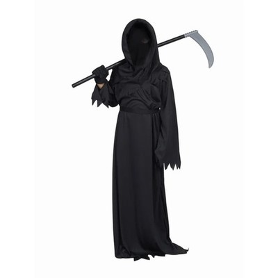 Halloween Grim Reaper Costume Adult Black Hooded Robe Mask Cosplay