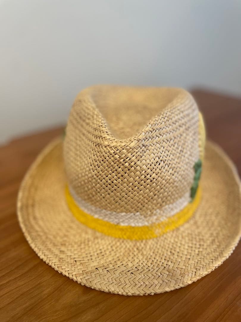 kate spade ハット Kate Spade Lemon Embroidered Straw Boater Hat Beige Yellow Japan