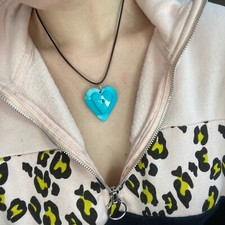 Handmade Fimo Blue and White Marble Effect Necklace Bratz Vibe | Brand New