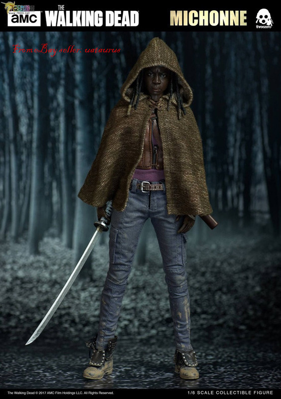 Perfect Threezero 1/6 Michonne The Walking Dead With 2 Pets
