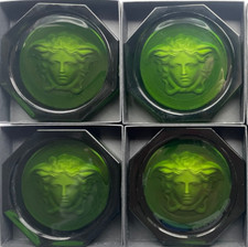 Rosenthal Versace Glas Wein Getr&auml;nke Untersetzer 4 BRANDNEU Farbe Olivgr&uuml;n Verpackt