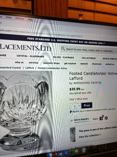 Waterford Lafford Corte Cristal Pie Votivo Excelente Forma Hace un Gran Regalo - Imagen 2 de 3