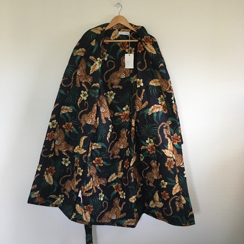 Desmond Dempsey Herren M gesteppte Robe Soleia Leopard schwarz gelb Bio Baumwolle - Bild 13 von 18