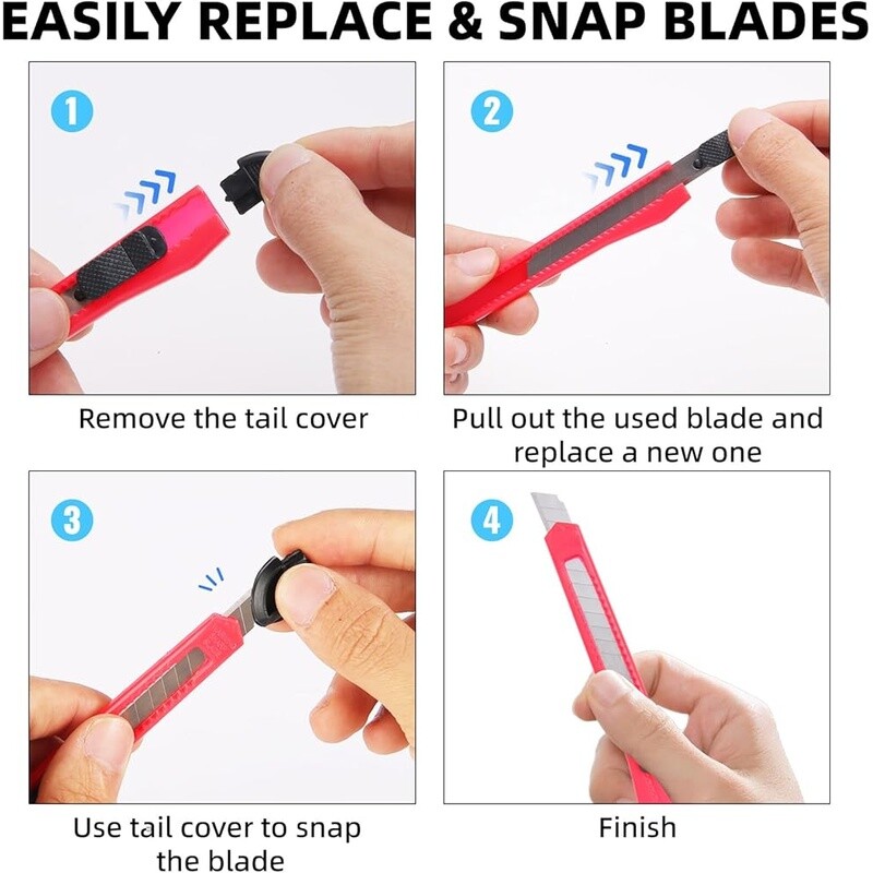4 Pack Utility Knives Box Cutter Retractable Razor Blade Heavy Duty ...