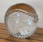 Clear GLASS BASEBALL 2 1/4" Round PAPERWEIGHT Unbranded Decorative EUC