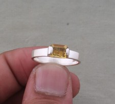 925 Sterling Solid Silver Rings Citrine Cut Gemstone Ring Natural Citrine Ring