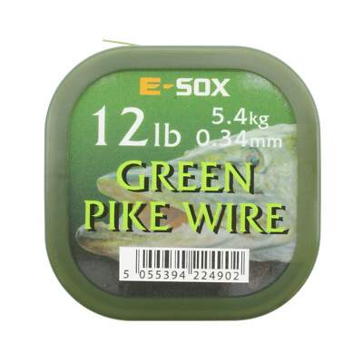 0,63/m | Drennan E-SOX Green Pike Wire Stahlvorfach auf Spule 15m 5,4-12,7kg