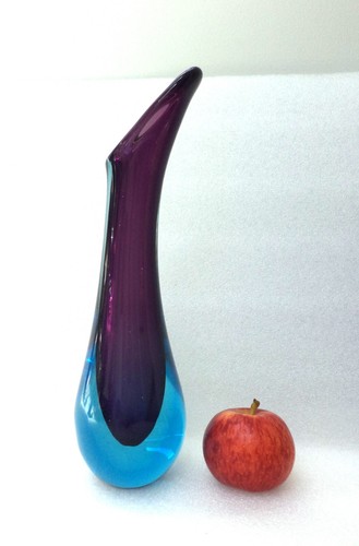 LARGE MURANO SOMMERSO SEGUSO PURPLE AND BLUE ART GLASS VASE - Picture 7 of 7