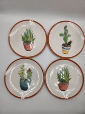 Sigrid Olsen Home Set of 4 Melamine Catcus Plants Plates 7"