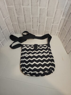 Thirty One Black And White Zig Zag Crossbody Shoulder Bag NWOT
