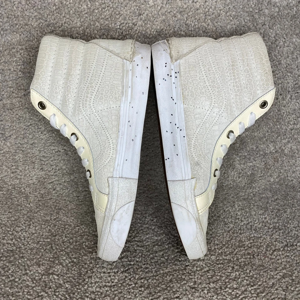 Top Vans SK8-Hi 721454 reedición blanco brillante cremallera cuero para mujer talla 8,5 Foto 4 de 4