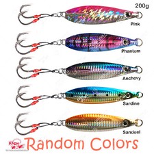5pcs Fish WOW! 7oz Flat 200g Vertical Fall Speed Knife Jig Keel Random Color fw