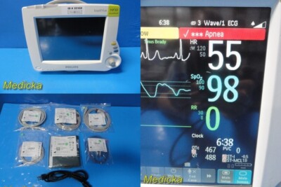 Philips MP30 (M8002A) Anesthesia Patient Monitor W/ Leads & MMS Module ~ 35169