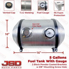 Universal Fuel Gas Tank With Gauge 5 Gallon 10x16 End Fill 38 Npt Aluminum Spun