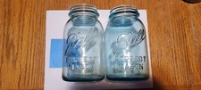 (2) Ball Perfect Mason Blue Dropped A Quart Jars