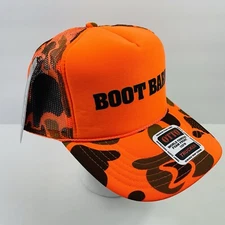 Boot Barn Orange Camouflage Trucker Hat Cap Foam Front