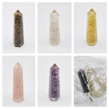 NIB EverVibes Healing Crystal Wand Set of 5 w/Black Tourmaline Pendant