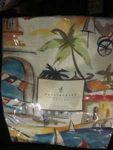Pottery Barn Outlet Antibes Shower Curtain Palm Trees Sailboats