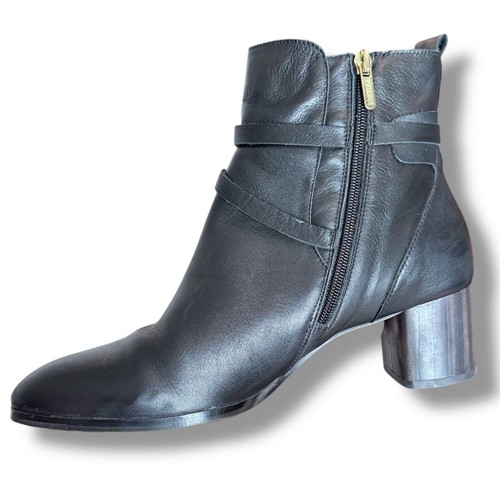 Pikolinos Calafat W1Z mid-heel ankle boots Calf skin Leather Black Buckle Sz 10 - Picture 15 of 23