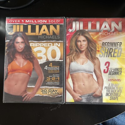 New Lot of 2 - Jillian Michaels Home Workout DVDs, Beginner Shred & Ripped in 30