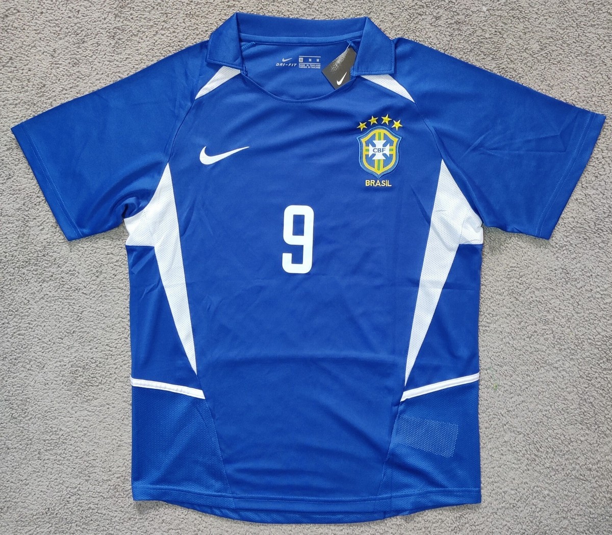 Brazil 2002 World Cup Edition Away Ronaldo #9 Soccer Retro