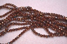 Czech Fire Polished 3mm round faceted glass beads - Luster Iris Opaque Red