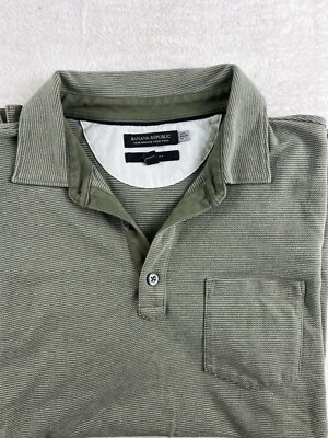 Banana Republic Polo Cotton Green Striped Size  M Standard Fit Normcore  