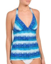 Profile By Gottex L9249 Womens blue Pool Party Halter Tankini Top Size 12