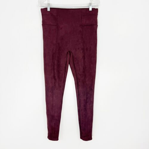 Spanx Faux Suede Leggings in Merlot Size Large Ta… - image 1