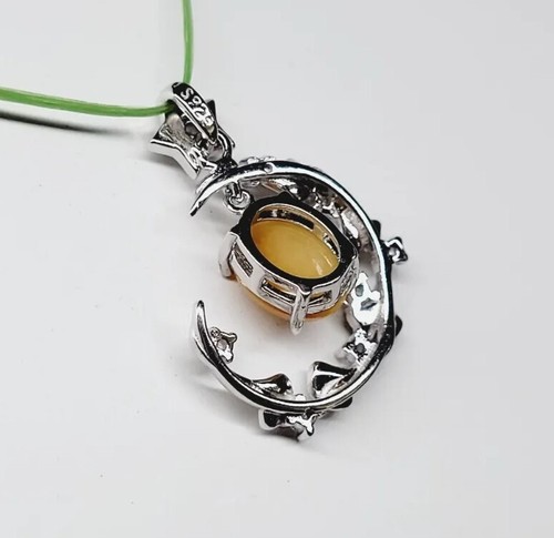 Certified Jade Star Pendant Silver Inlaid With Natural Yellow Jadeite 黄蛋面翡翠吊坠 - Picture 10 of 21